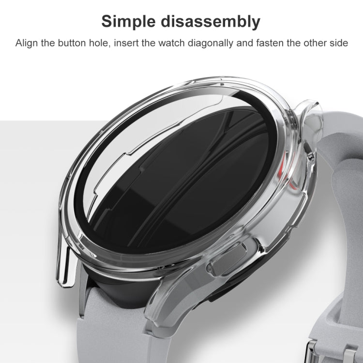 For Samsung Galaxy Watch4 44mm Electroplated PC + Tempered Glass Film Integrated Protective Case