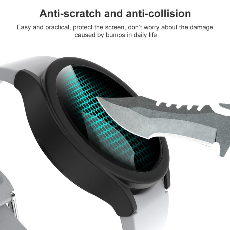 For Samsung Galaxy Watch4 44mm Frosted PC + Tempered Glass Film Integrated Protective Case