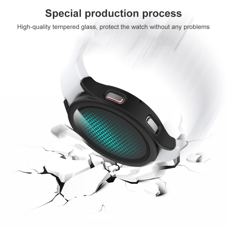 For Samsung Galaxy Watch4 44mm Frosted PC + Tempered Glass Film Integrated Protective Case