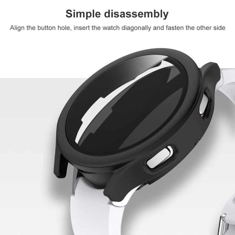 For Samsung Galaxy Watch4 44mm Frosted PC + Tempered Glass Film Integrated Protective Case