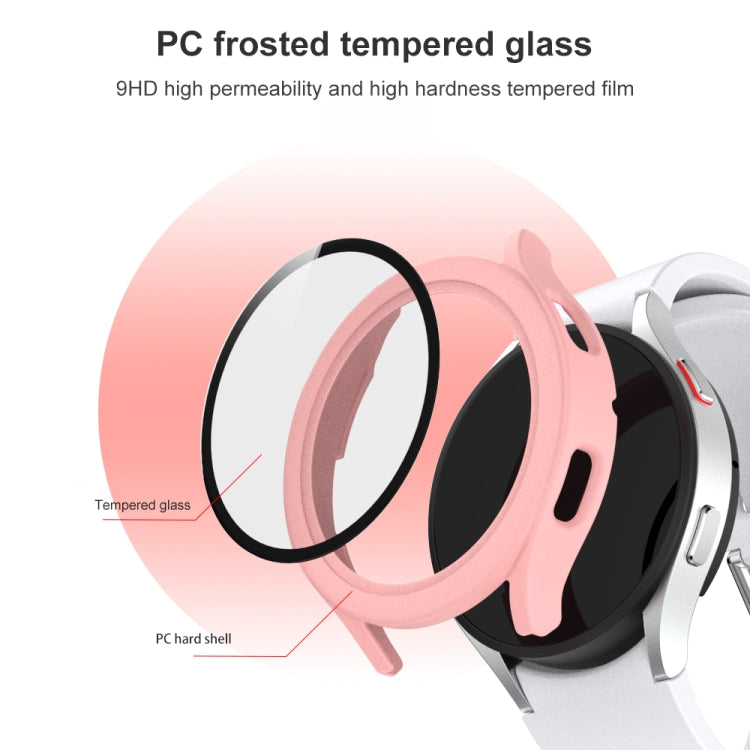 For Samsung Galaxy Watch4 44mm Frosted PC + Tempered Glass Film Integrated Protective Case