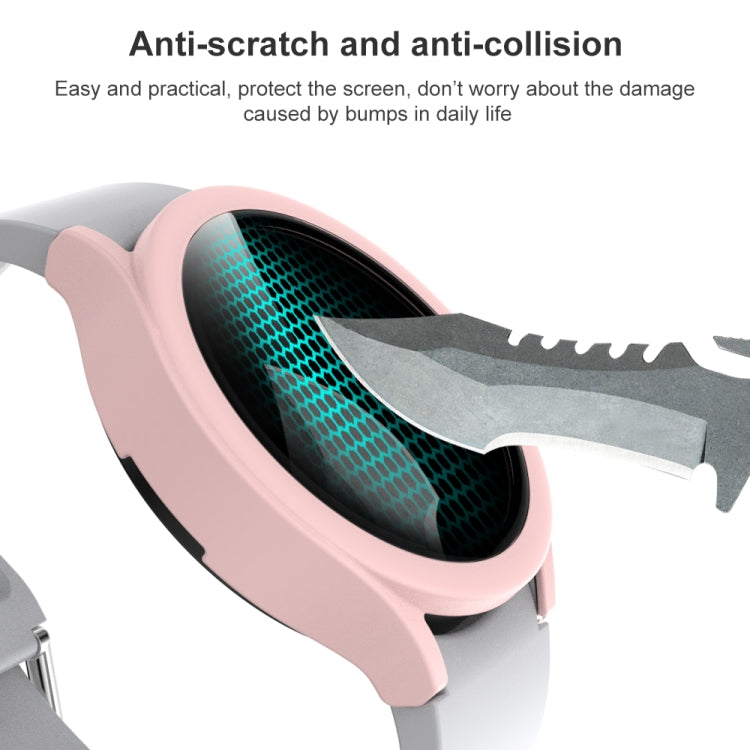 For Samsung Galaxy Watch4 44mm Frosted PC + Tempered Glass Film Integrated Protective Case