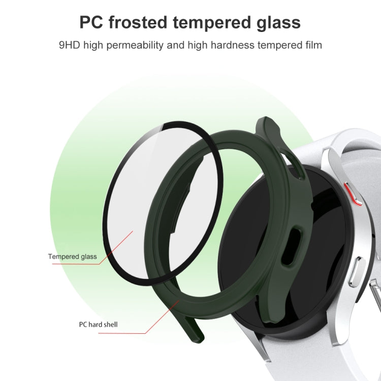 For Samsung Galaxy Watch4 44mm Frosted PC + Tempered Glass Film Integrated Protective Case
