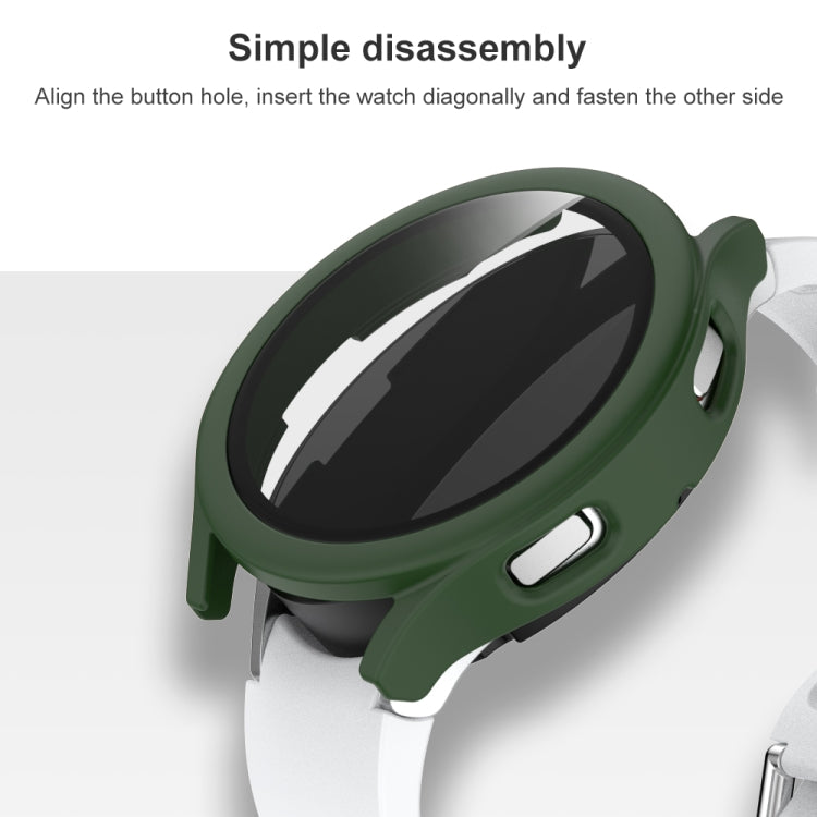 For Samsung Galaxy Watch4 44mm Frosted PC + Tempered Glass Film Integrated Protective Case