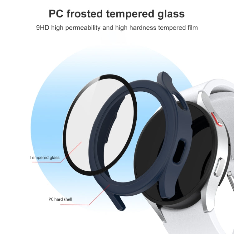For Samsung Galaxy Watch4 44mm Frosted PC + Tempered Glass Film Integrated Protective Case