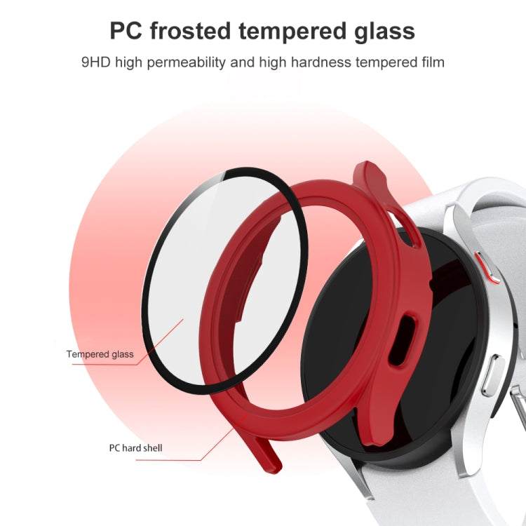 For Samsung Galaxy Watch4 44mm Frosted PC + Tempered Glass Film Integrated Protective Case