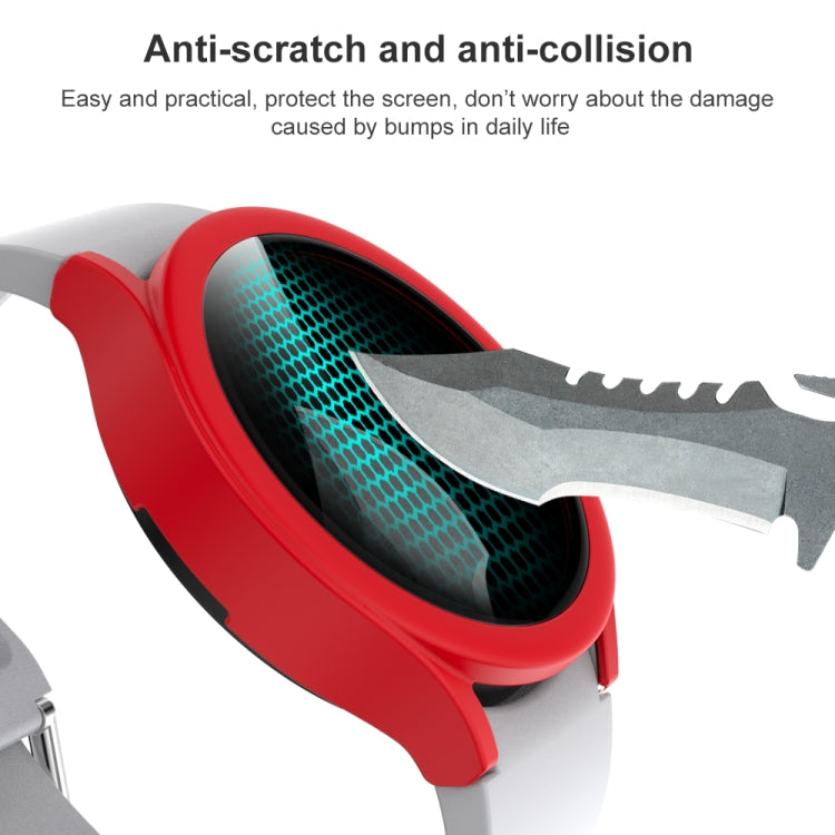 For Samsung Galaxy Watch4 44mm Frosted PC + Tempered Glass Film Integrated Protective Case