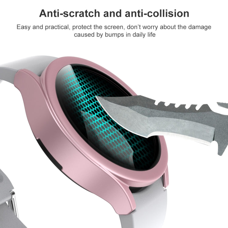 For Samsung Galaxy Watch4 44mm Frosted PC + Tempered Glass Film Integrated Protective Case
