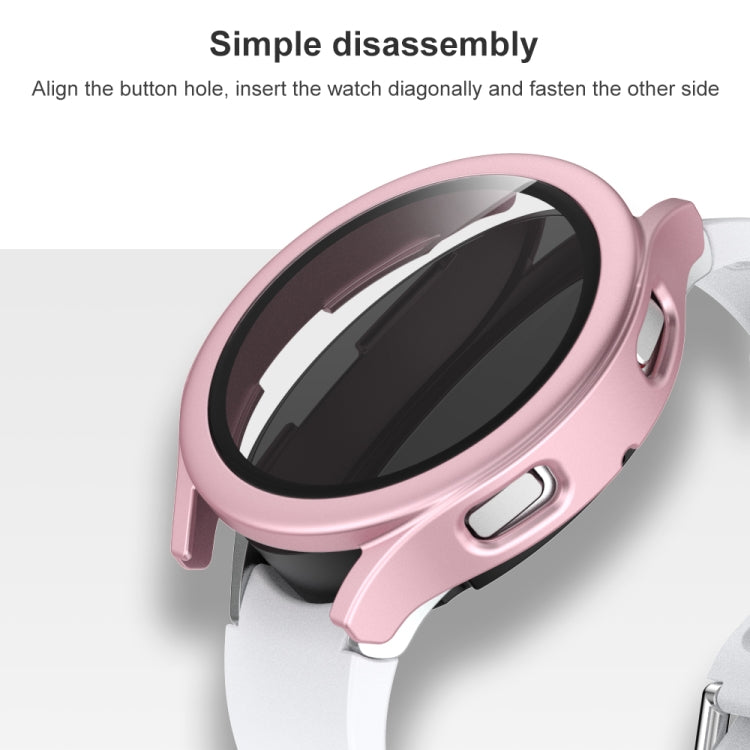 For Samsung Galaxy Watch4 44mm Frosted PC + Tempered Glass Film Integrated Protective Case
