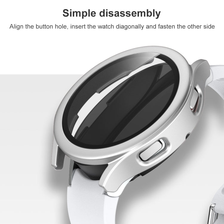 For Samsung Galaxy Watch4 44mm Frosted PC + Tempered Glass Film Integrated Protective Case