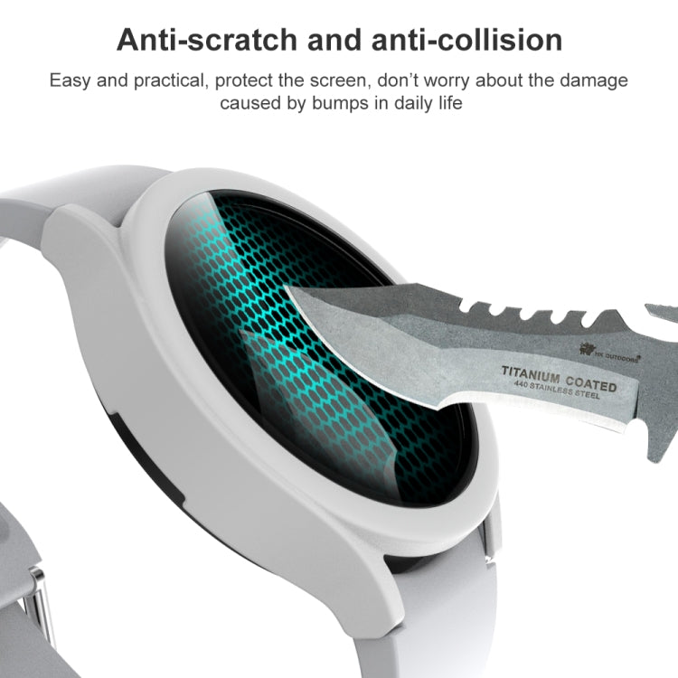 For Samsung Galaxy Watch4 44mm Frosted PC + Tempered Glass Film Integrated Protective Case