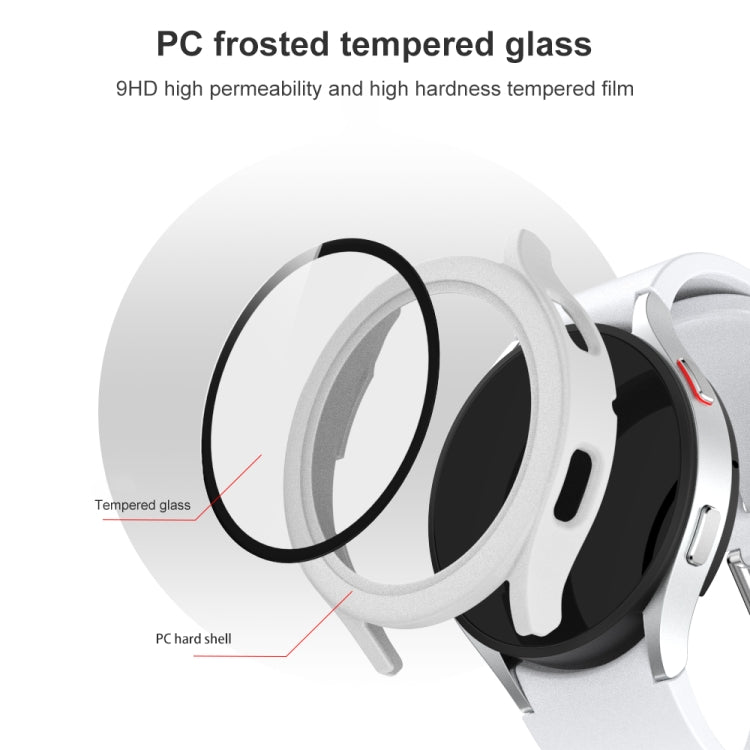 For Samsung Galaxy Watch4 44mm Frosted PC + Tempered Glass Film Integrated Protective Case