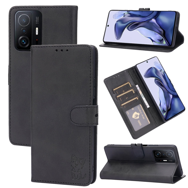For Xiaomi Redmi 10 Embossed Happy Cat Pattern Horizontal Flip Leather Case with Holder & Card Slots & Wallet