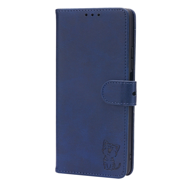 For Xiaomi Mi 11T Embossed Happy Cat Pattern Horizontal Flip Leather Case with Holder & Card Slots & Wallet