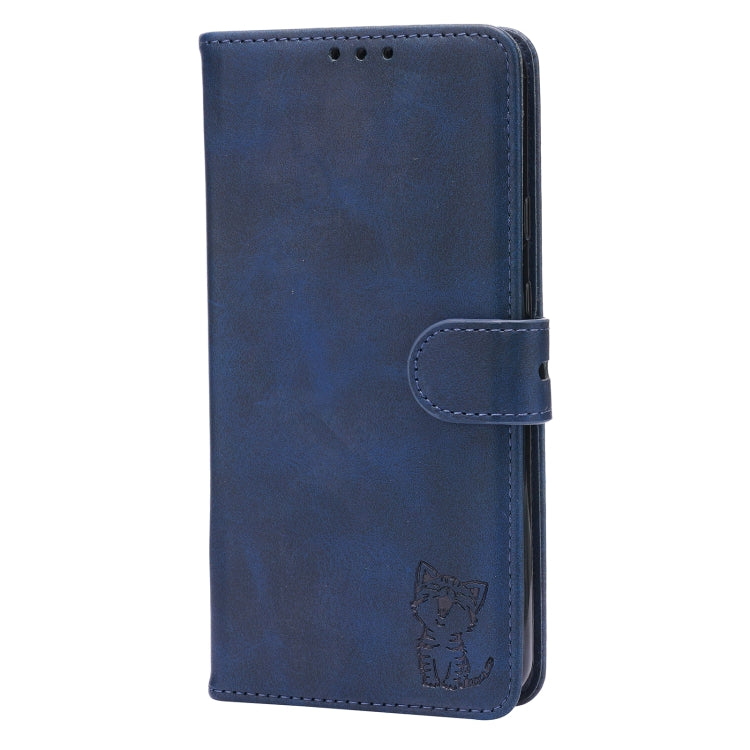 For Google Pixel 5a 5G Embossed Happy Cat Pattern Horizontal Flip Leather Case with Holder & Card Slots & Wallet