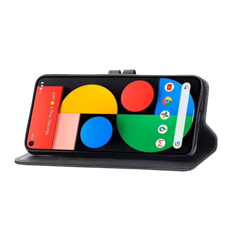 For Google Pixel 5 XL Embossed Happy Cat Pattern Horizontal Flip Leather Case with Holder & Card Slots & Wallet
