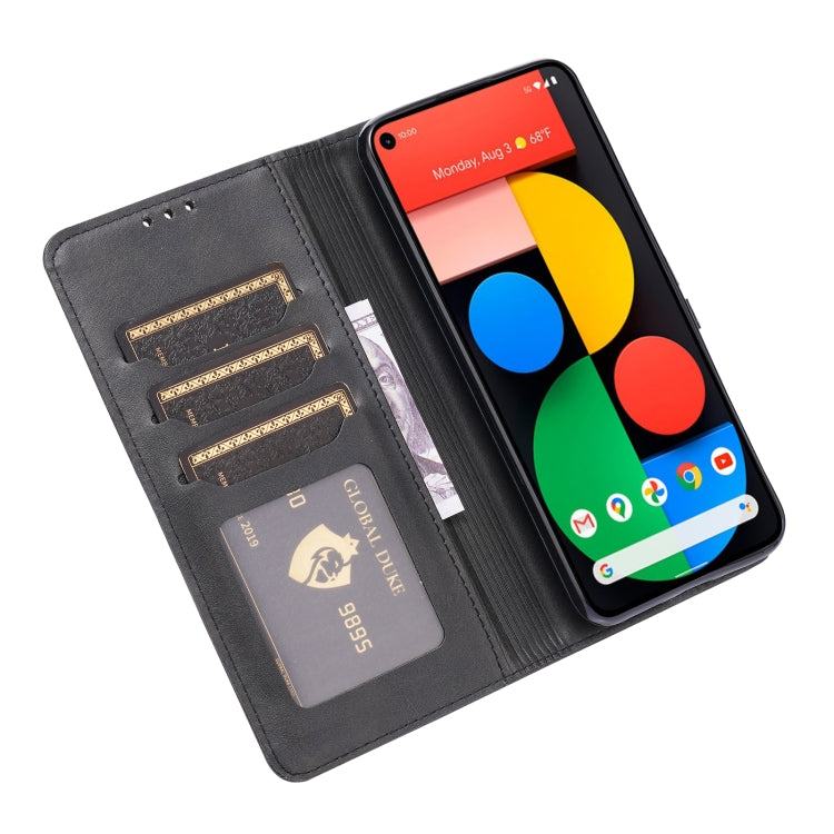 For Google Pixel 5 XL Embossed Happy Cat Pattern Horizontal Flip Leather Case with Holder & Card Slots & Wallet