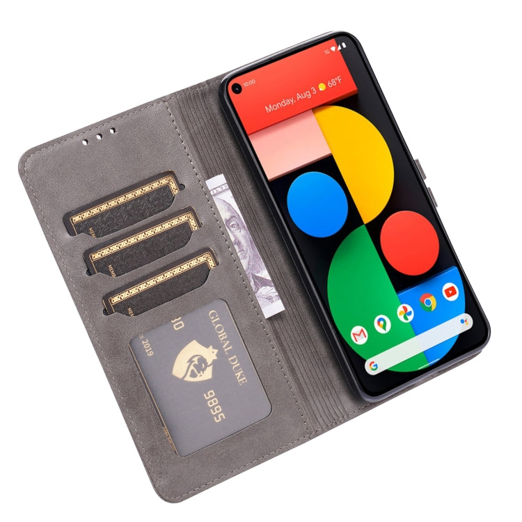 For Google Pixel 5 XL Embossed Happy Cat Pattern Horizontal Flip Leather Case with Holder & Card Slots & Wallet