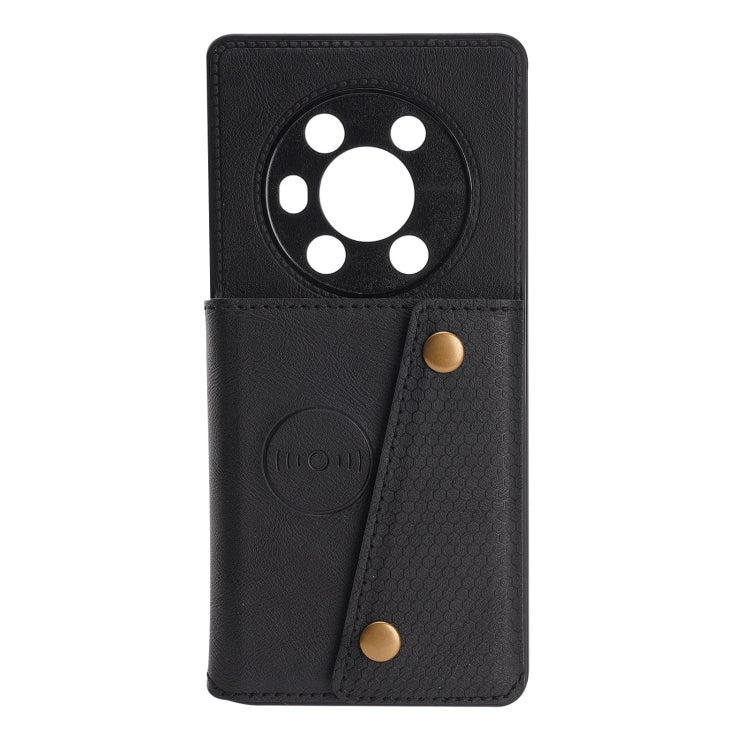 For Honor Magic3 Double Buckle PU + TPU Shockproof Magnetic Case with Card Slots & Holder