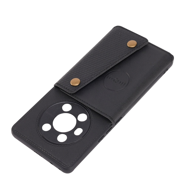 For Honor Magic3 Double Buckle PU + TPU Shockproof Magnetic Case with Card Slots & Holder
