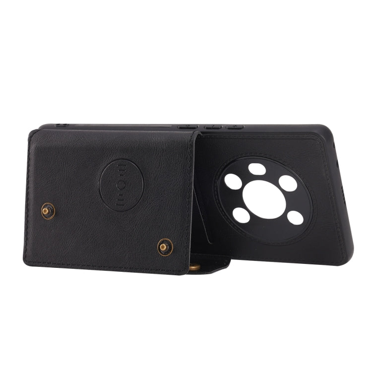 For Honor Magic3 Double Buckle PU + TPU Shockproof Magnetic Case with Card Slots & Holder