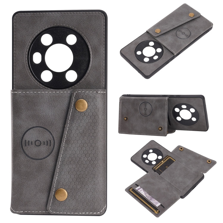 For Honor Magic3 Double Buckle PU + TPU Shockproof Magnetic Case with Card Slots & Holder