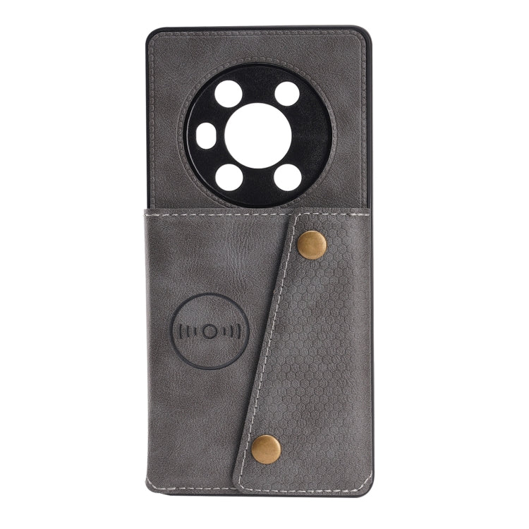 For Honor Magic3 Double Buckle PU + TPU Shockproof Magnetic Case with Card Slots & Holder