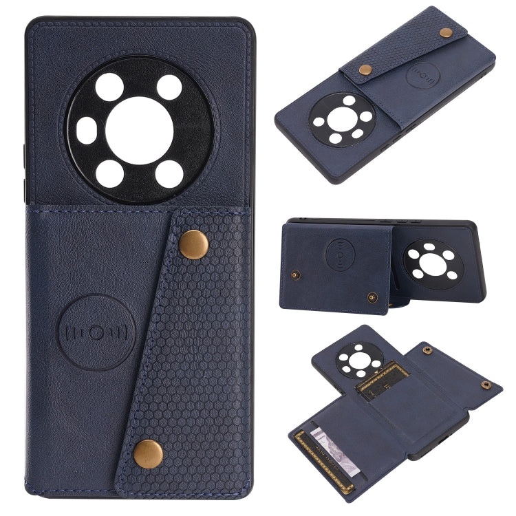 For Honor Magic3 Double Buckle PU + TPU Shockproof Magnetic Case with Card Slots & Holder