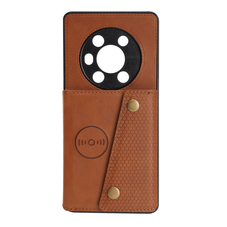 For Honor Magic3 Double Buckle PU + TPU Shockproof Magnetic Case with Card Slots & Holder