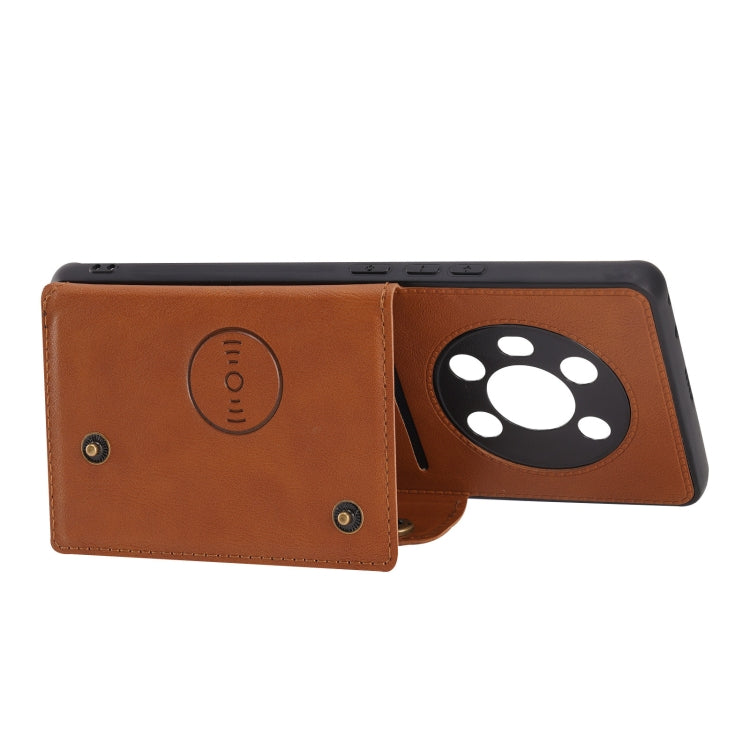 For Honor Magic3 Double Buckle PU + TPU Shockproof Magnetic Case with Card Slots & Holder