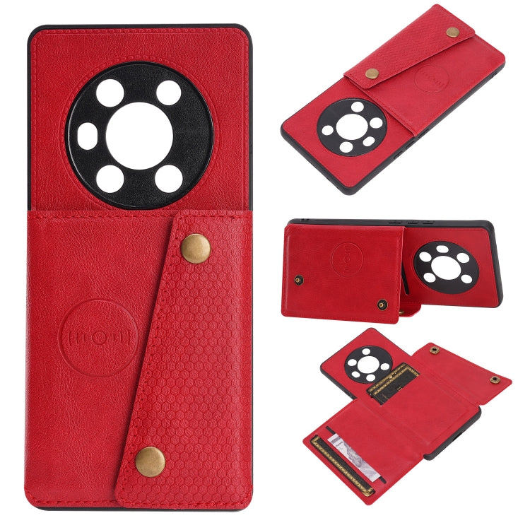 For Honor Magic3 Double Buckle PU + TPU Shockproof Magnetic Case with Card Slots & Holder