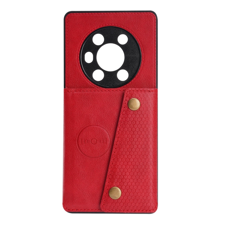 For Honor Magic3 Double Buckle PU + TPU Shockproof Magnetic Case with Card Slots & Holder