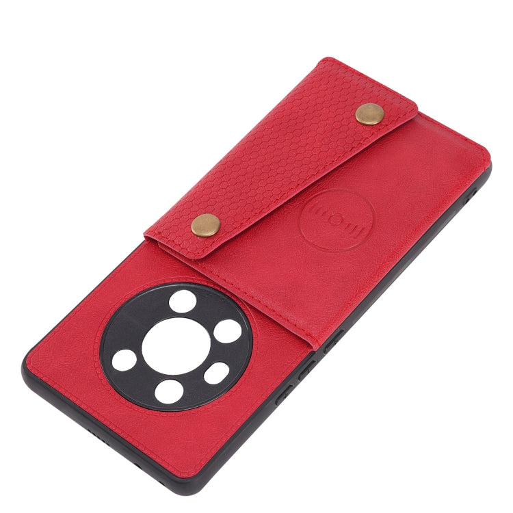 For Honor Magic3 Double Buckle PU + TPU Shockproof Magnetic Case with Card Slots & Holder