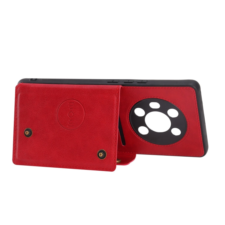 For Honor Magic3 Double Buckle PU + TPU Shockproof Magnetic Case with Card Slots & Holder