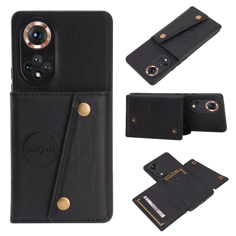 For Honor 50 Double Buckle PU + TPU Shockproof Magnetic Case with Card Slots & Holder