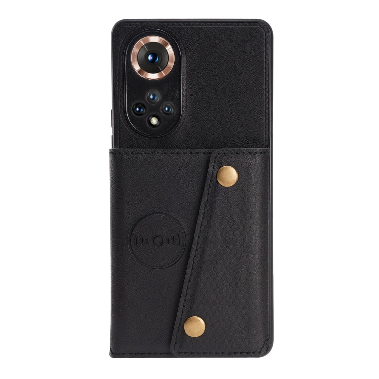 For Honor 50 Double Buckle PU + TPU Shockproof Magnetic Case with Card Slots & Holder