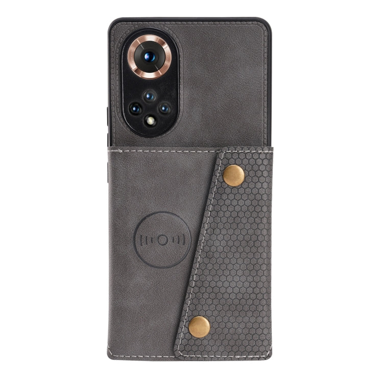 For Honor 50 Double Buckle PU + TPU Shockproof Magnetic Case with Card Slots & Holder