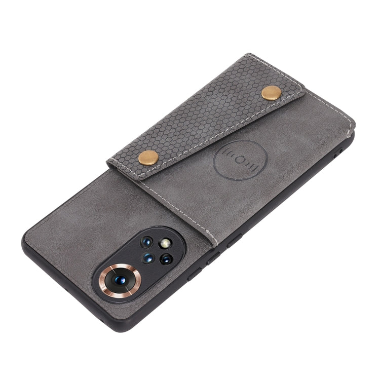 For Honor 50 Double Buckle PU + TPU Shockproof Magnetic Case with Card Slots & Holder