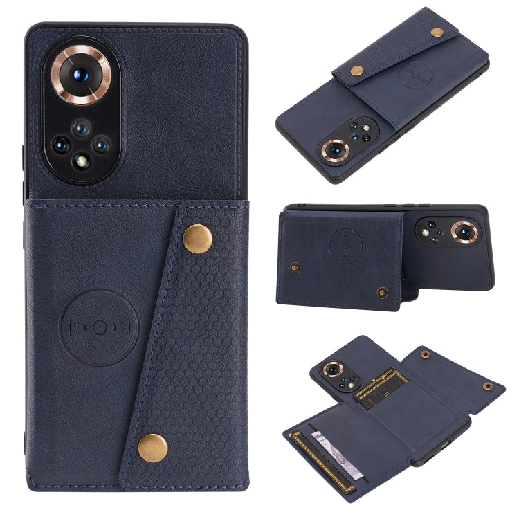 For Honor 50 Double Buckle PU + TPU Shockproof Magnetic Case with Card Slots & Holder