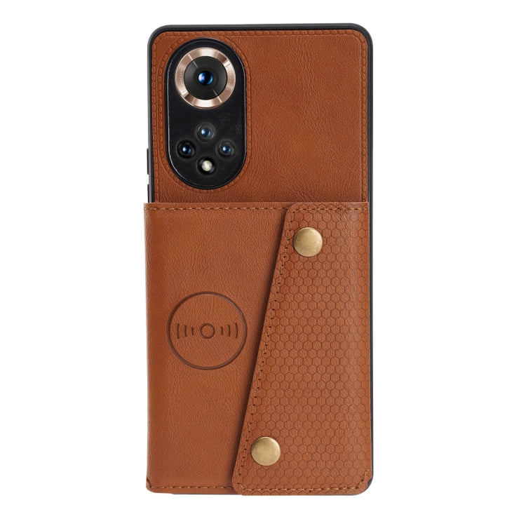 For Honor 50 Double Buckle PU + TPU Shockproof Magnetic Case with Card Slots & Holder