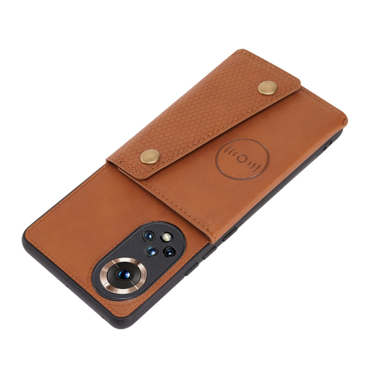 For Honor 50 Double Buckle PU + TPU Shockproof Magnetic Case with Card Slots & Holder