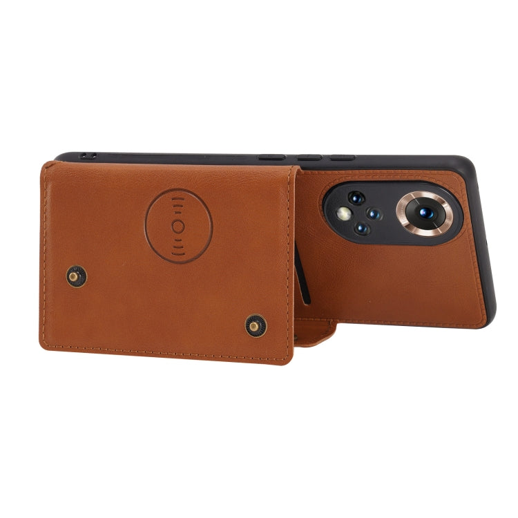 For Honor 50 Double Buckle PU + TPU Shockproof Magnetic Case with Card Slots & Holder