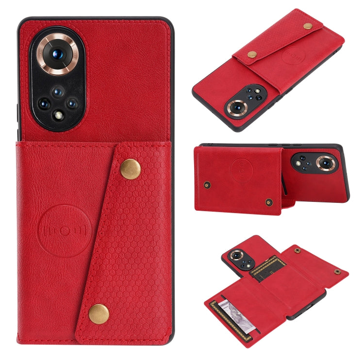 For Honor 50 Double Buckle PU + TPU Shockproof Magnetic Case with Card Slots & Holder