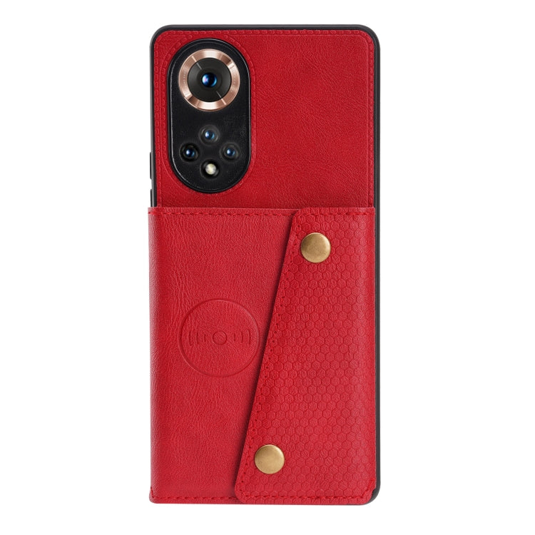 For Honor 50 Double Buckle PU + TPU Shockproof Magnetic Case with Card Slots & Holder