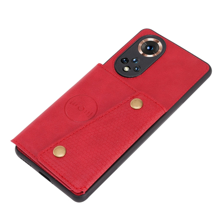 For Honor 50 Double Buckle PU + TPU Shockproof Magnetic Case with Card Slots & Holder