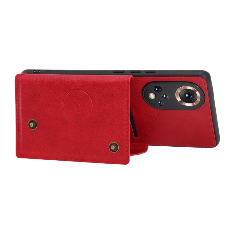 For Honor 50 Double Buckle PU + TPU Shockproof Magnetic Case with Card Slots & Holder