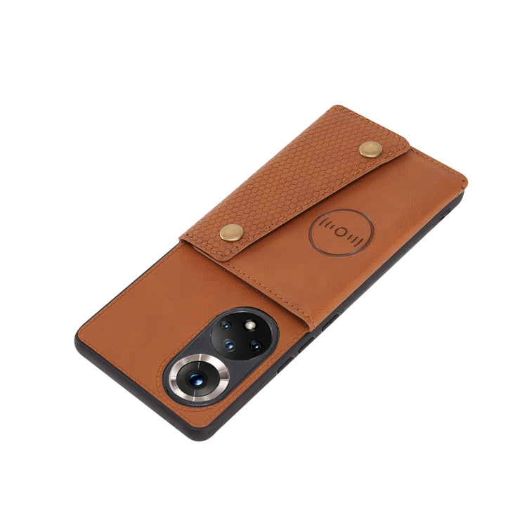 For Honor 50 Pro Double Buckle PU + TPU Shockproof Magnetic Case with Card Slots & Holder
