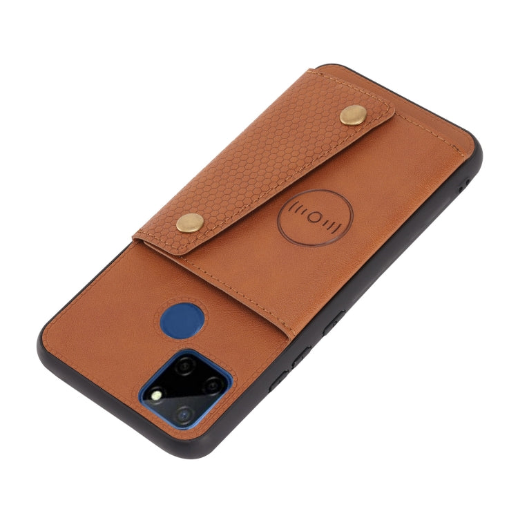 For OPPO Realme C12 Double Buckle PU + TPU Shockproof Magnetic Case with Card Slots & Holder