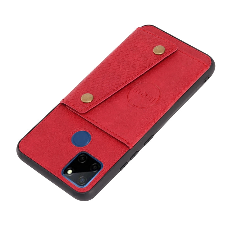 For OPPO Realme C12 Double Buckle PU + TPU Shockproof Magnetic Case with Card Slots & Holder