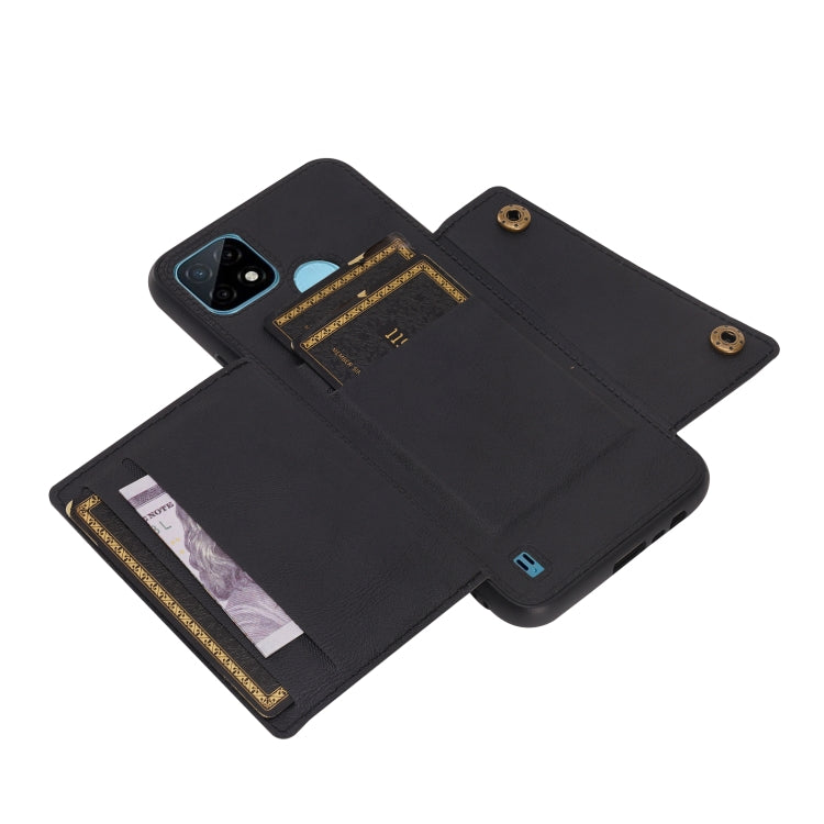 For OPPO Realme C21Y Double Buckle PU + TPU Shockproof Magnetic Case with Card Slots & Holder